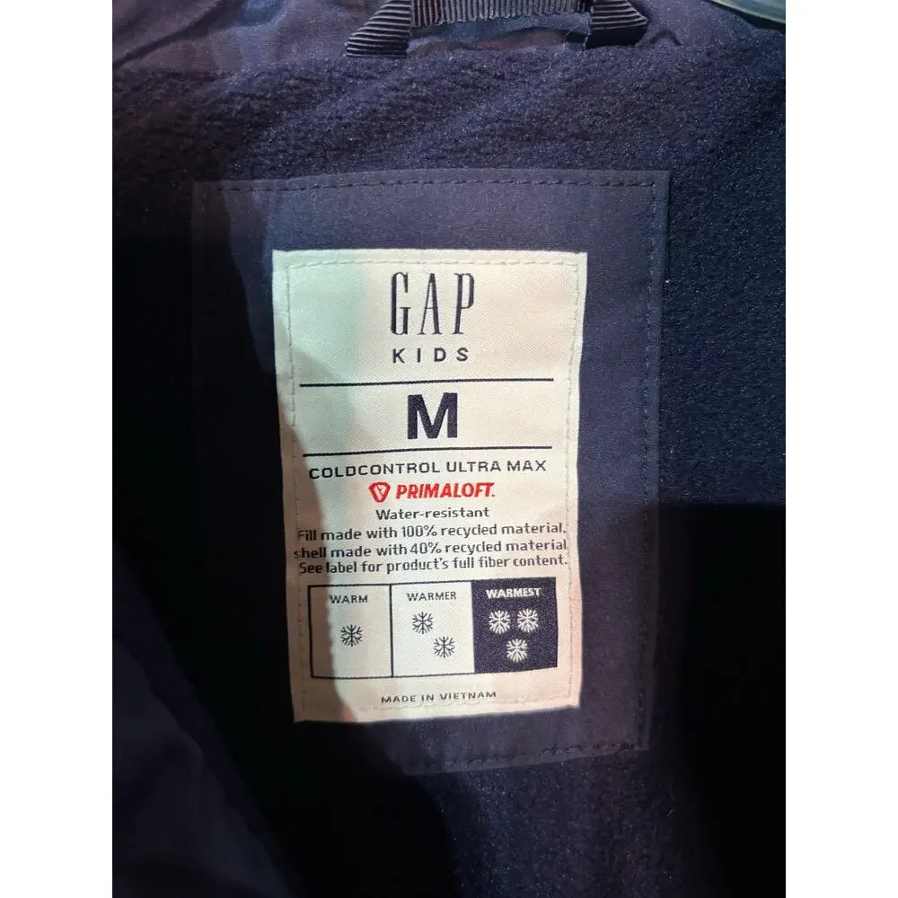 Gap M heavy weight puffer coat 3/4 length hooded pocket euc